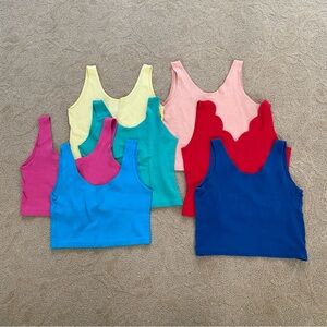 Women’s Lot of 7 Y2K 90s Tank Tops Various Brands Size Small Colorful Cotton